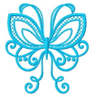 Blue swirl butterfly embroidery design - Embroidery Design