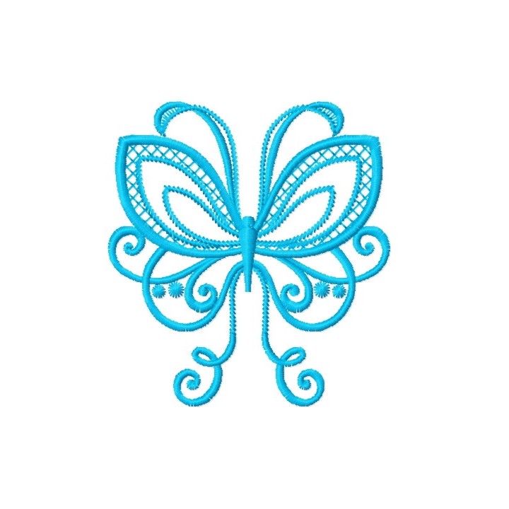 Blue swirl butterfly embroidery design - Embroidery Design
