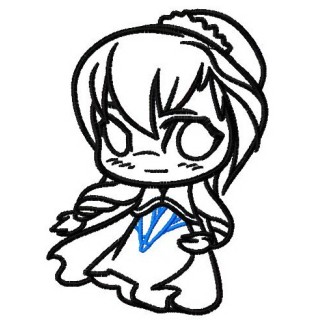 Chibi Anna applique embroidery design - Embroidery Design