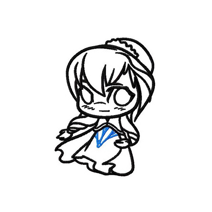 Chibi Anna applique embroidery design - Embroidery Design