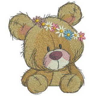 Teddy bear in flower pot 3 embroidery design - Embroidery Design