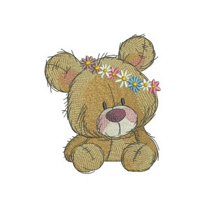 Teddy bear in flower pot 3 embroidery design - Embroidery Design