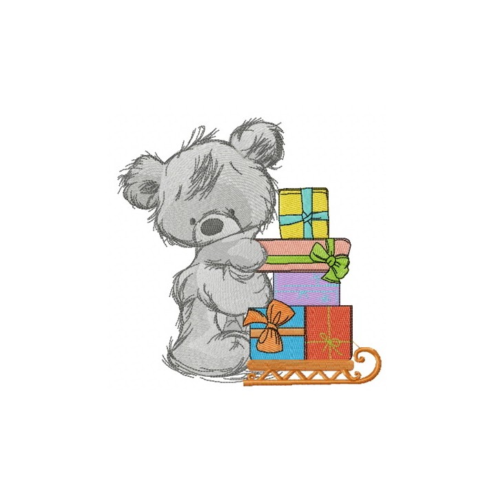 Delivery of Christmas presents embroidery design - Embroidery Design