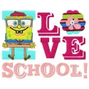 I love school embroidery design featuring Spongebob, showcasing colorful stitching patterns for school-themed projects.