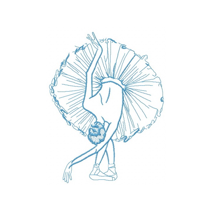 Graceful ballet dance one color embroidery design - Embroidery Design