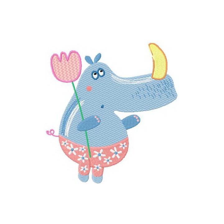 Tiny rhino embroidery design - Embroidery Design