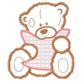 Sad teddy applique embroidery design - Embroidery Design