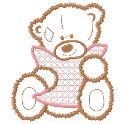 Preview of a sad teddy applique embroidery design featuring a cute teddy bear for embellishing various projects.