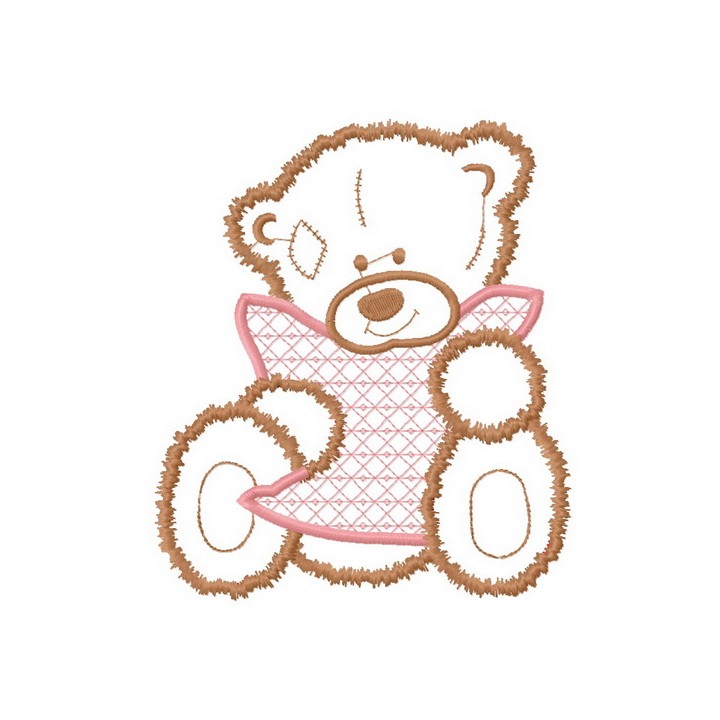 Sad teddy applique embroidery design - Embroidery Design