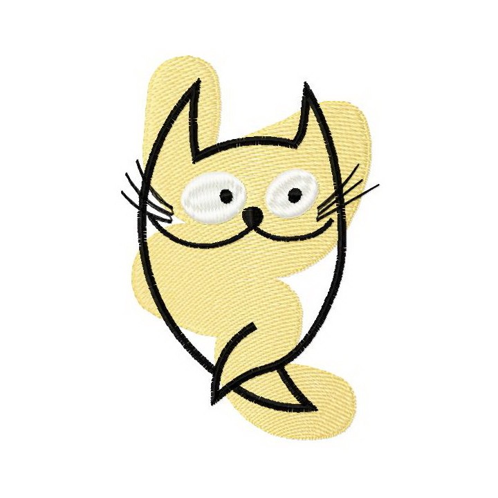 Beige cat 3 embroidery design - Embroidery Design