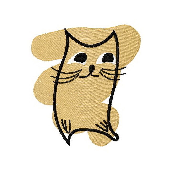 Beige cat 2 embroidery design - Embroidery Design