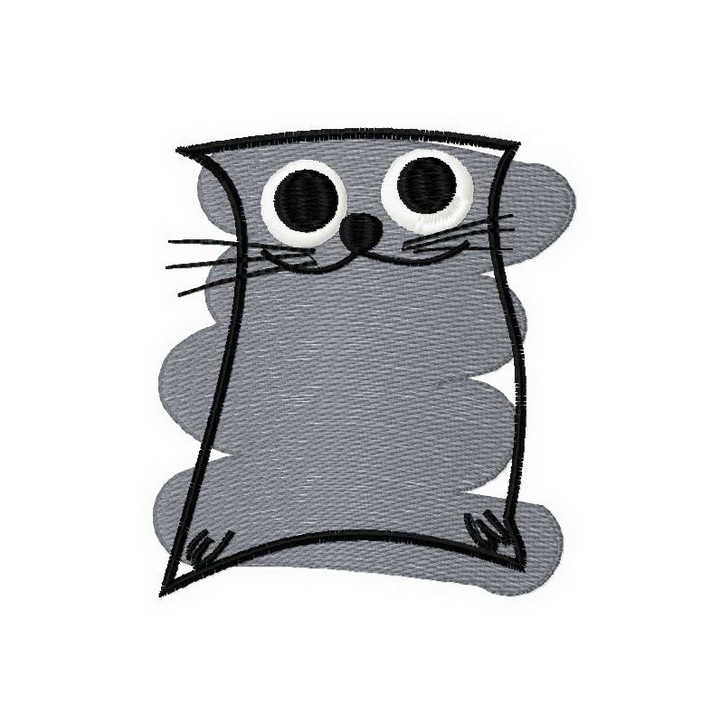 Gray cat 1 embroidery design - Embroidery Design