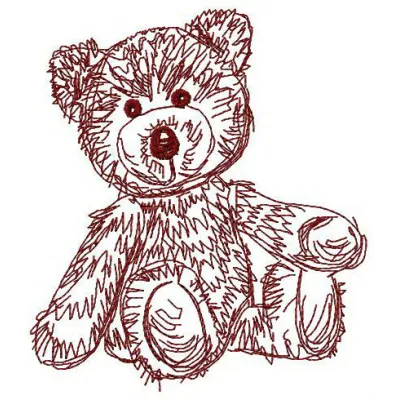 Old bear toy embroidery design showcasing a charming stitched motif for embellishing children's items.