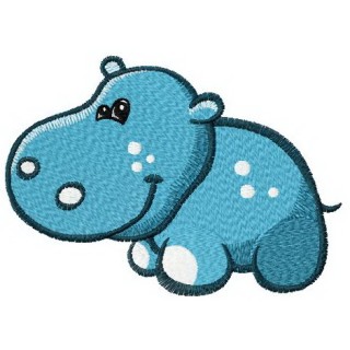 Tiny hippo embroidery design - Embroidery Design