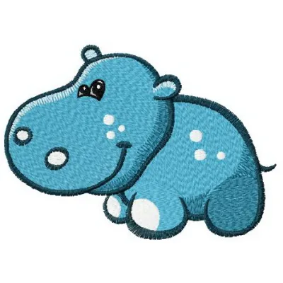 Tiny hippo embroidery design showcasing a cute hippo motif, ideal for stitching on t-shirts and baby onesies.