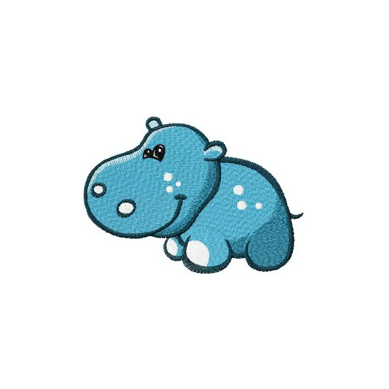 Tiny hippo embroidery design showcasing a cute hippo motif, ideal for stitching on t-shirts and baby onesies.