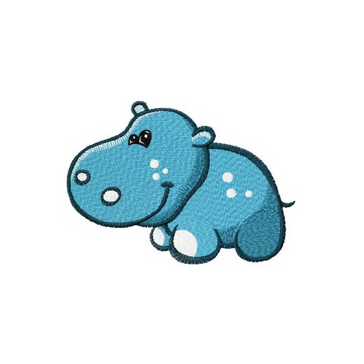 Tiny hippo embroidery design - Embroidery Design