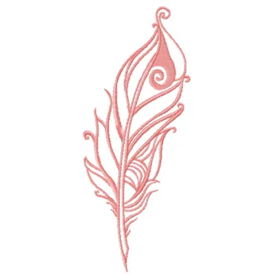 Preview of a pink feather one color embroidery design, showcasing intricate stitching details for creative projects.