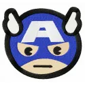 Stern Captain America embroidery design showcasing a bold superhero motif ideal for t-shirts and bags.