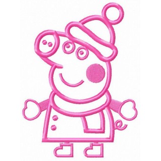 Pig winter time embroidery design - Embroidery Design
