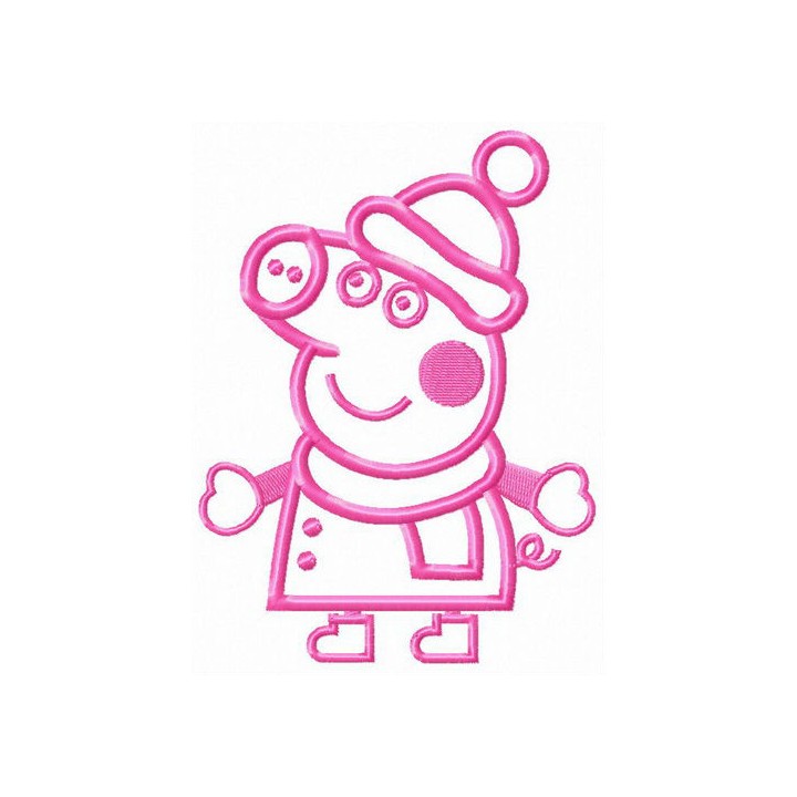 Pig winter time embroidery design - Embroidery Design