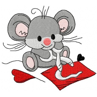 Mouse cuts heart embroidery design - Embroidery Design