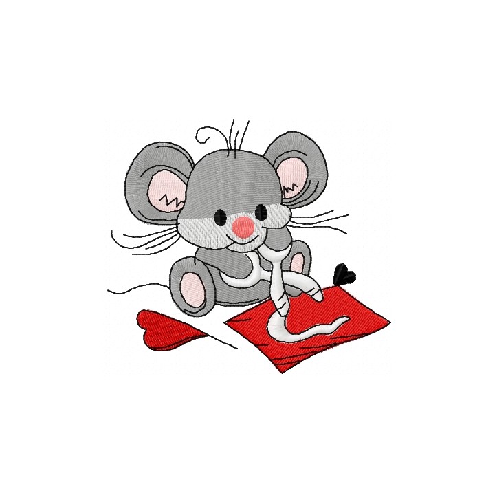 Mouse cuts heart embroidery design - Embroidery Design