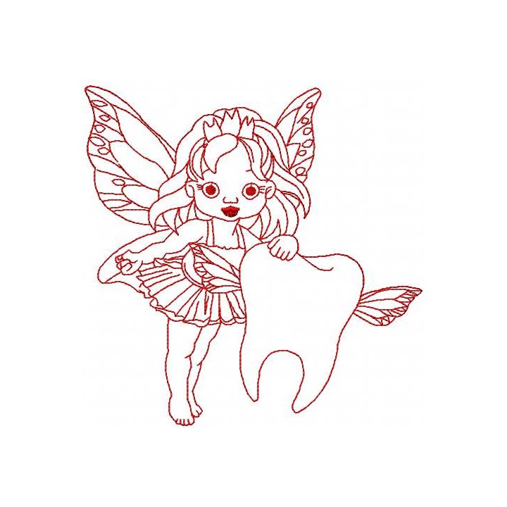 Redwork tooth fairy embroidery design - Embroidery Design