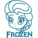 Elsa chibi 5 embroidery design showcasing a whimsical character from Frozen, ideal for creative projects.