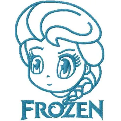 Elsa chibi 5 embroidery design showcasing a whimsical character from Frozen, ideal for creative projects.