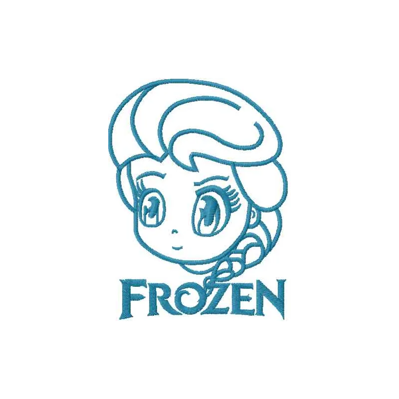 Elsa chibi 5 embroidery design showcasing a whimsical character from Frozen, ideal for creative projects.