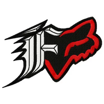 Fox racing Dakota logo 2 embroidery design preview, showcasing intricate stitching details for apparel and accessories.