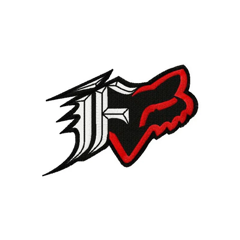 Fox racing Dakota logo 2 embroidery design preview, showcasing intricate stitching details for apparel and accessories.