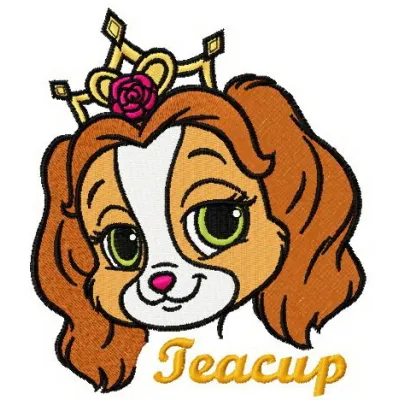 Teacup 2 embroidery design showcasing a whimsical teacup motif, perfect for palace pets themed projects.
