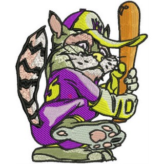 Baseball cat embroidery design - Embroidery Design