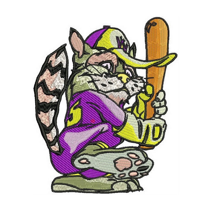 Baseball cat embroidery design - Embroidery Design
