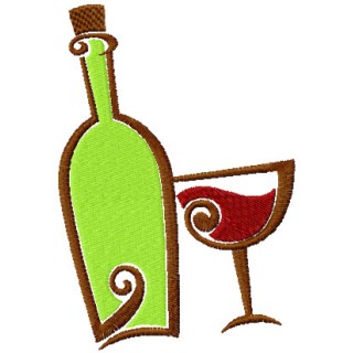 Wine and Bottle embroidery design - Embroidery Design
