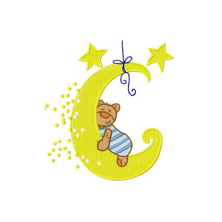 Sleeping on the Moon embroidery design - Embroidery Design
