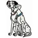 Mr. and Mrs. Pongo embroidery design featuring playful dalmatian motifs, ideal for baby onesies and blankets.