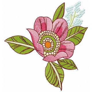 Dog-rose flower embroidery design - Embroidery Design