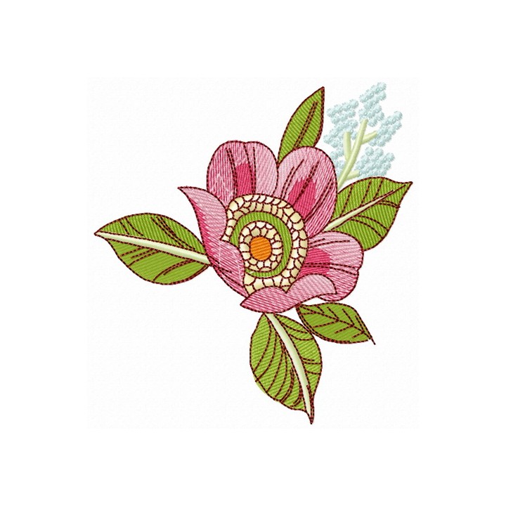 Dog-rose flower embroidery design - Embroidery Design