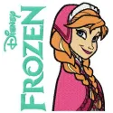 Preview of Anna from Frozen 2 embroidery design featuring vibrant colors and intricate details for creative stitching.