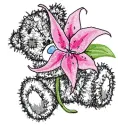 Tatty Teddy with lily applique embroidery design preview featuring a cute teddy bear and floral details.