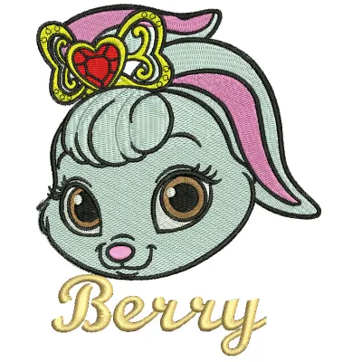 Preview of the Palace Pets Berry embroidery design, showcasing a whimsical stitched motif for creative projects.