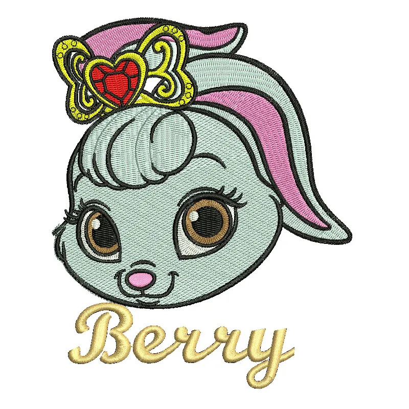 Preview of the Palace Pets Berry embroidery design, showcasing a whimsical stitched motif for creative projects.