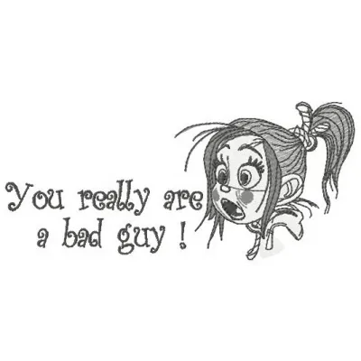 You Really Are A Bad Guy embroidery design featuring a playful motif inspired by Wreck-It Ralph.