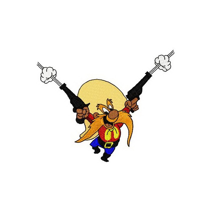 Yosemite Sam with guns embroidery design - Embroidery Design