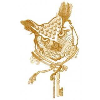 Owl key keeper sketch embroidery design - Embroidery Design