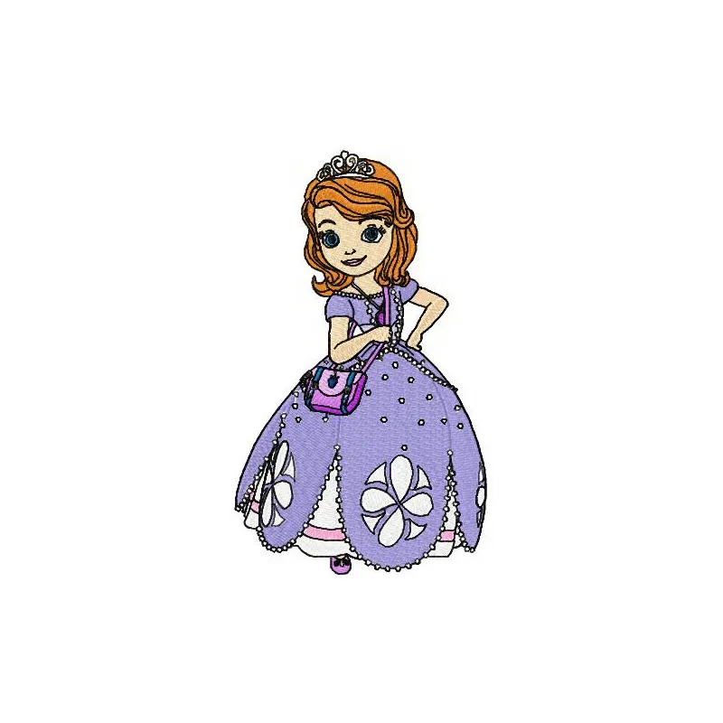 Sofia ready for dancing embroidery design featuring Princess Sofia in a vibrant dance pose, ideal for children's items.