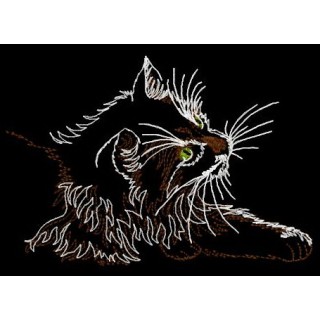 Curious cat embroidery design - Embroidery Design